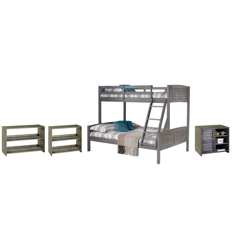 Twin over Full Bunk with Case Goods - Twin over Full - Bunk, 2 Drawer Chest, Bookcase, Small Bookcase