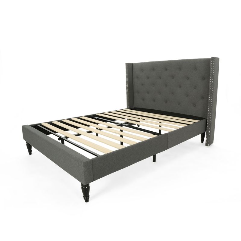 Roz Traditional  Fully-Upholstered Queen-Sized Bedframe by Christopher Knight Home - Black