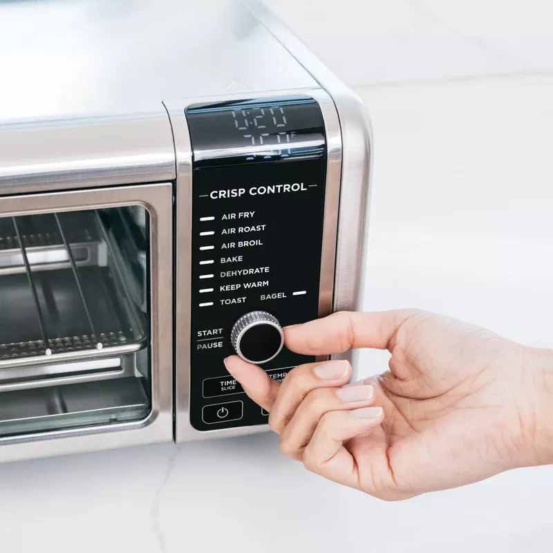 Ninja - Foodi 8-in-1 Digital Air Fry Oven, Toaster, Flip-Away Storage, Dehydrate, Keep Warm - Stainless Steel/Black