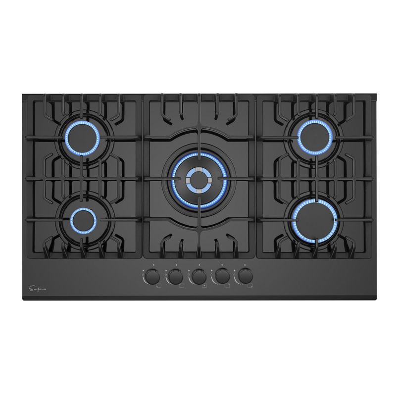2 Piece Kitchen Appliances Packages Including 36" Gas Cooktop and 36" Island Range Hood - Black