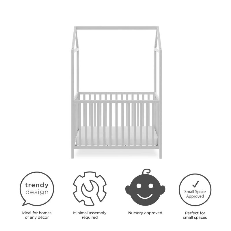 Little Seeds Rowan Valley Skyler 3-in-1 Convertible Crib with Canopy - Dove Grey