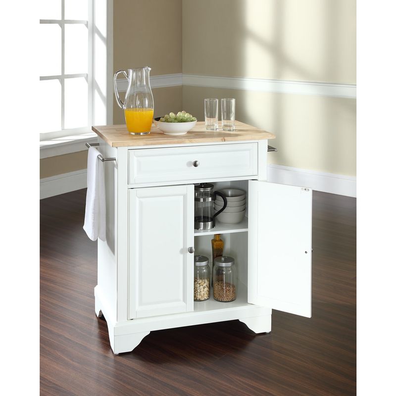 LaFayette Stainless Steel Top Portable Kitchen Island in White Finish - white