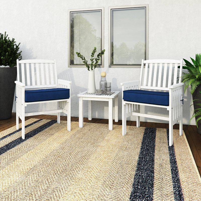 CorLiving Miramar Whitewashed Hardwood Outdoor Chair & Table Set, 3pc - N/A - White