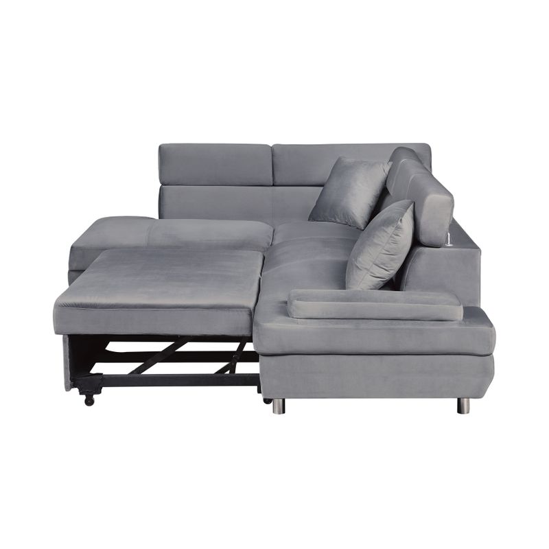 Rent to own Cadieux Sectional Sofa Chaise with PullOut Bed Grey
