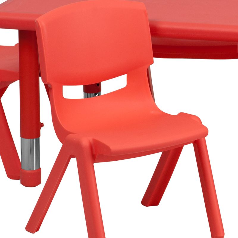 24"W x 48"L Rectangle Plastic Adjustable Activity Table Set - 4 Chairs - Red -6 Pack
