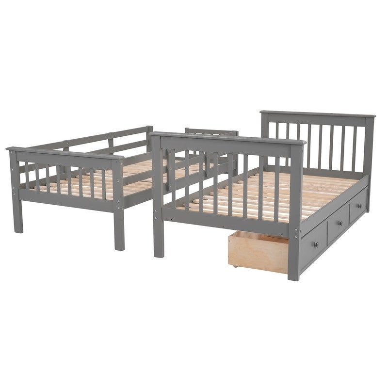 Twin-Over-Twin Bunk Bed with Three Drawers - Espresso