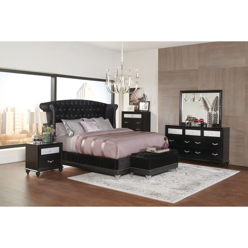 Silver Orchid Andra Black Upholstered Bed - King