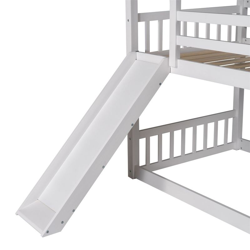 Merax Twin over Twin House Bunk Bed with Convertible Slide and Ladder - White