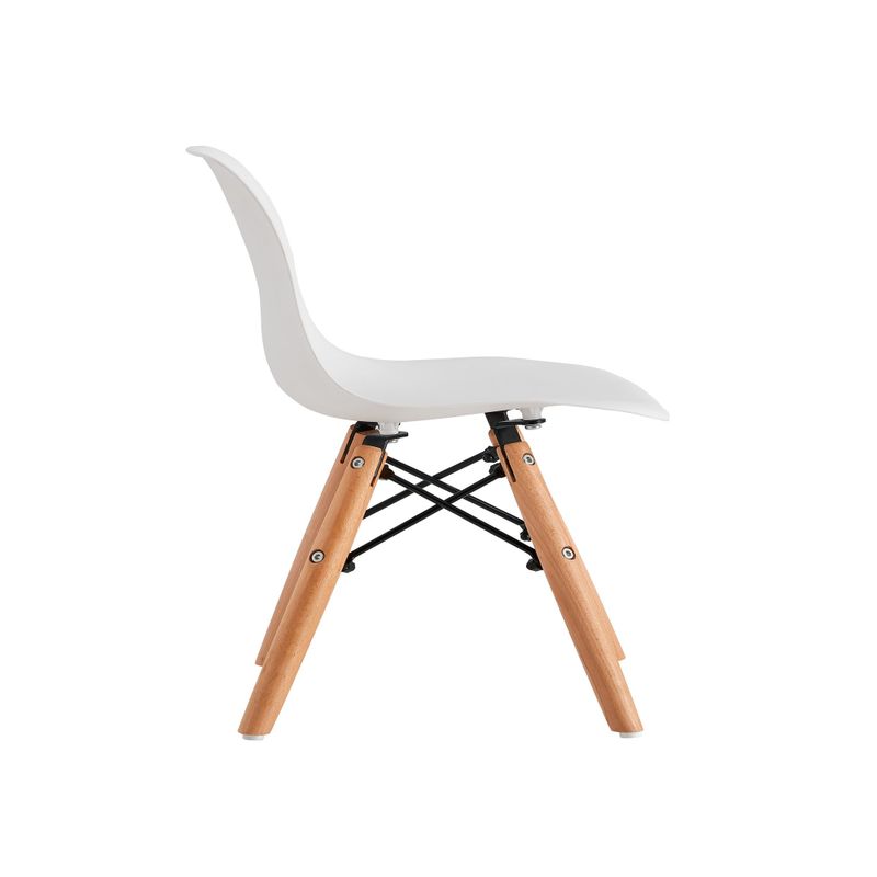 White Plastic Seat Kids Chair with Wood Leg(Set of 2) - White