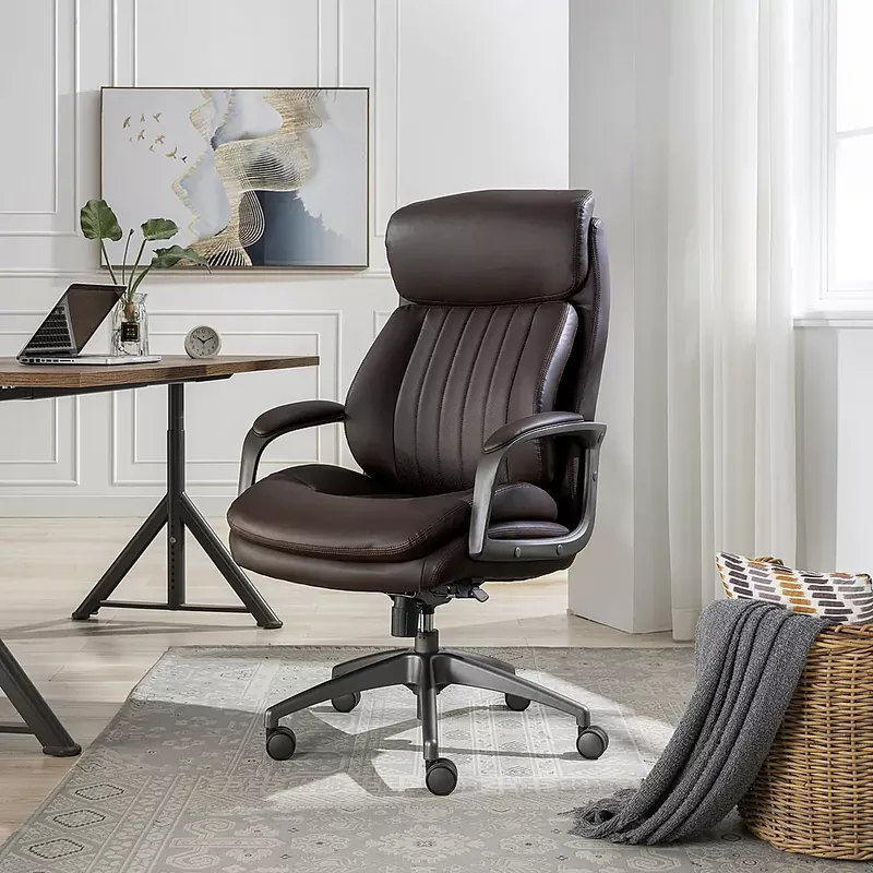 La-Z-Boy - Nova Executive Vegan Leather Office Chair with Air Lumbar Technology - Brown