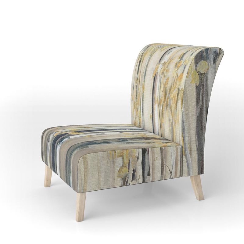 Designart 'Golden Birch Forest I' Upholstered Landscapes Accent Chair - Slipper Chair