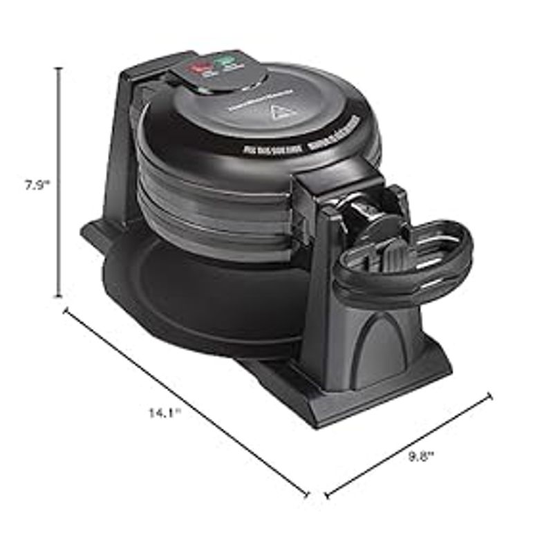 Hamilton Beach 26201 Belgian Waffle Maker with Removable Nonstick Plates, Double Flip, Makes 2 at Once, Black