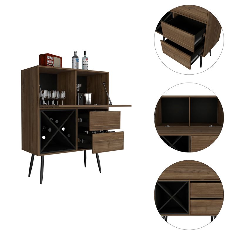 Boahaus Oxford Bar Cabinet (Multi-color) - Brown - MDF