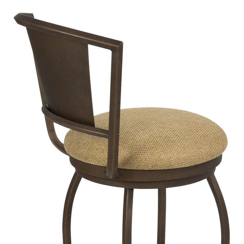 Quin 26" Counter Height Metal Swivel Barstool in Cobra Latte Fabric and Copper Bisque Finish