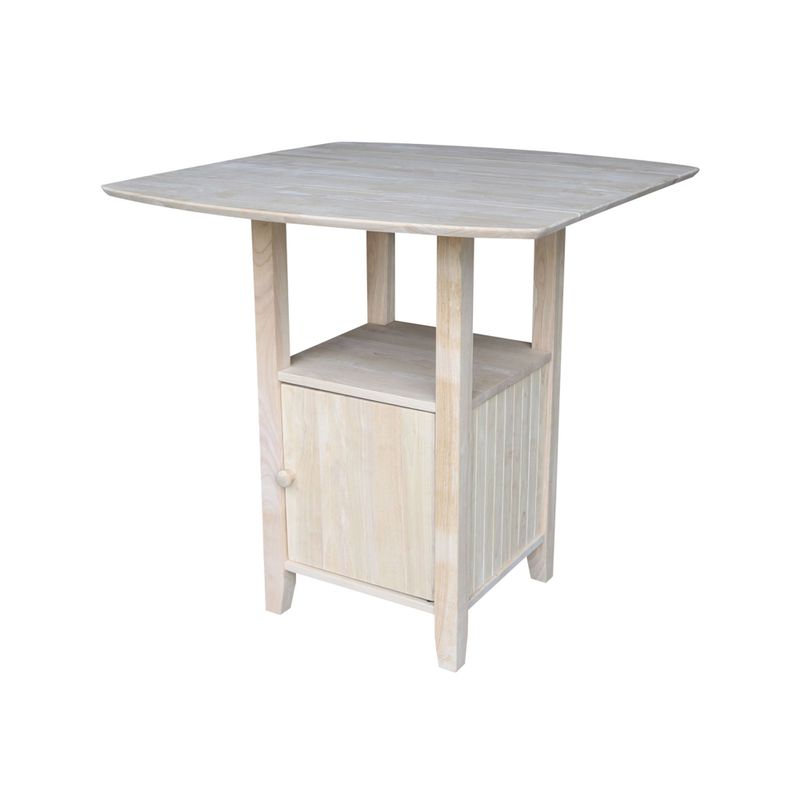 Dual Drop Leaf Bistro Table With Storage - Chalk/Antiqued