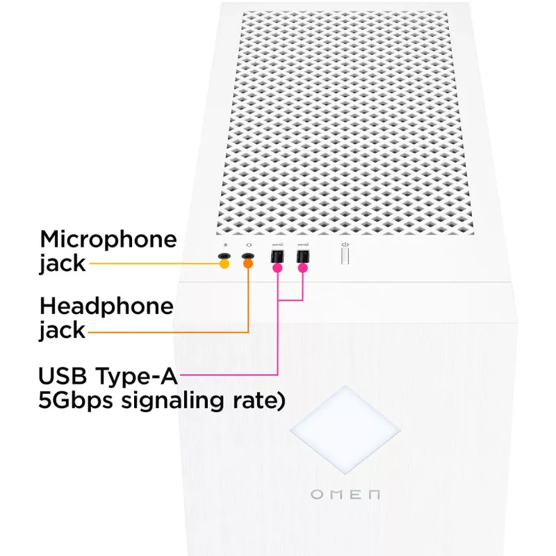 HP OMEN - 25L Gaming Desktop - Intel Core i5-14400F - 32GB DDR5 Memory - NVIDIA GeForce RTX 4060 - 1TB SSD - Snow White
