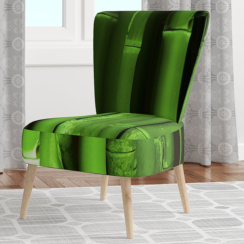 Designart 'Green Bamboo Forest' Upholstered Floral Accent Chair - Slipper Chair