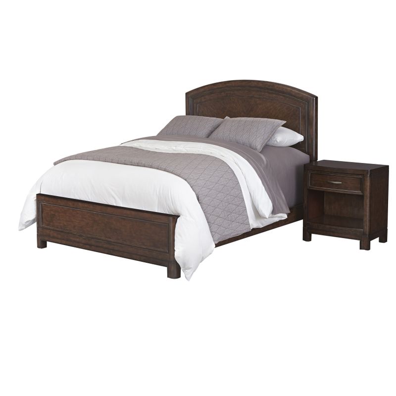 Crescent Hill Bed and Night Stand by Home Styles - Queen leather upholstered panel