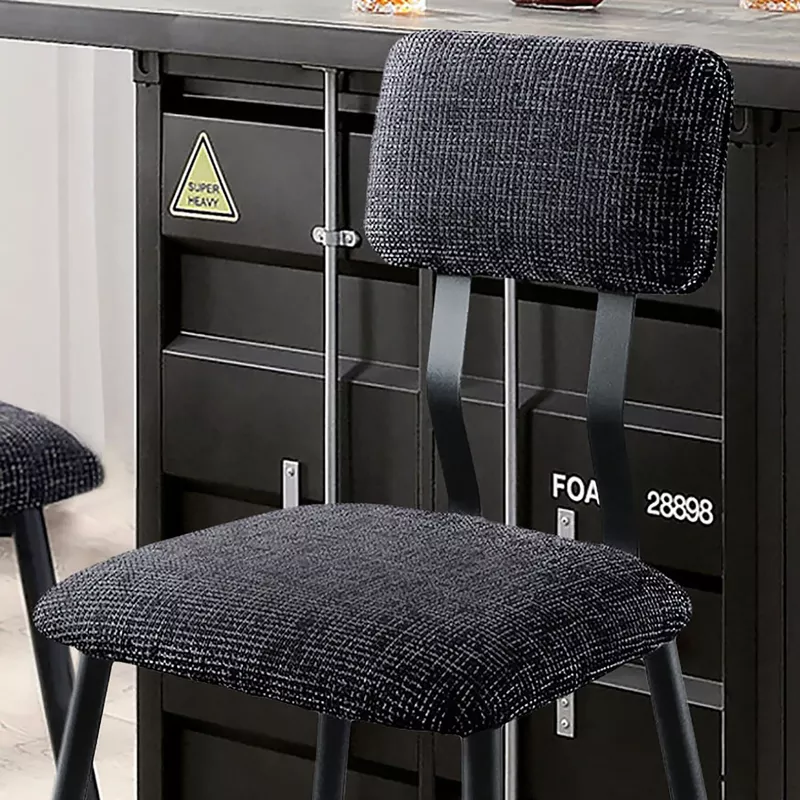 Industrial Bar Height Chairs in Black/Gray (Set of 2)