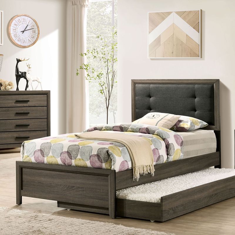 Furniture of America Aury Rustic Grey Tufted 5-piece Bedroom Set - Twin