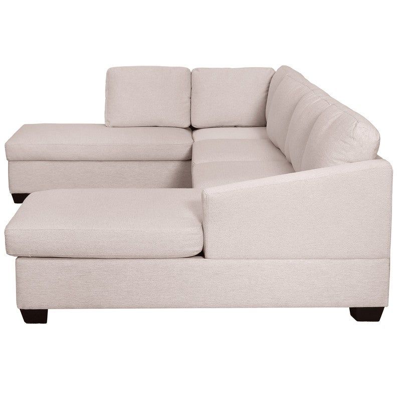 U-Shape Sectional Sofa, Double Extra Wide Chaise Lounge Couch - Beige