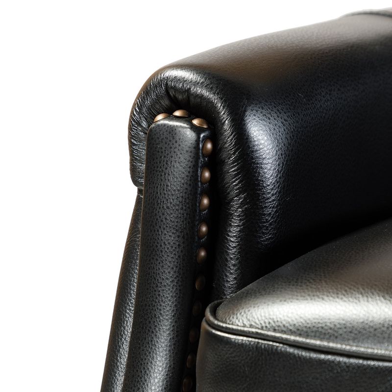 Gladis Genuine Leather Recliner with Nail Head Trim - BLACK