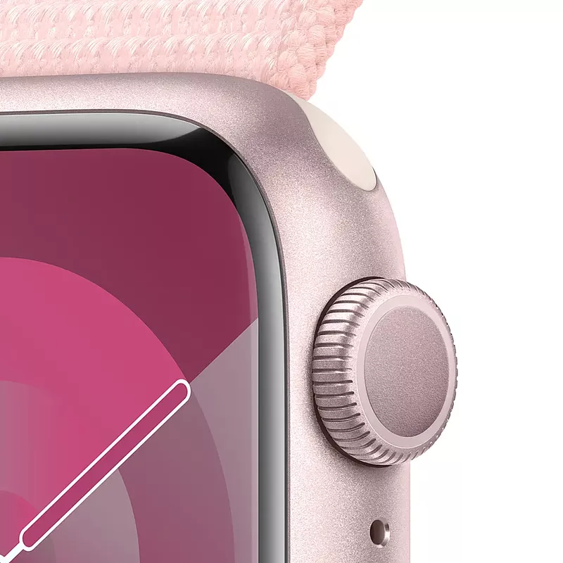 Apple Watch Series 9 (GPS) 41mm Pink Aluminum Case with Light Pink Sport Loop with Blood Oxygen - Pink