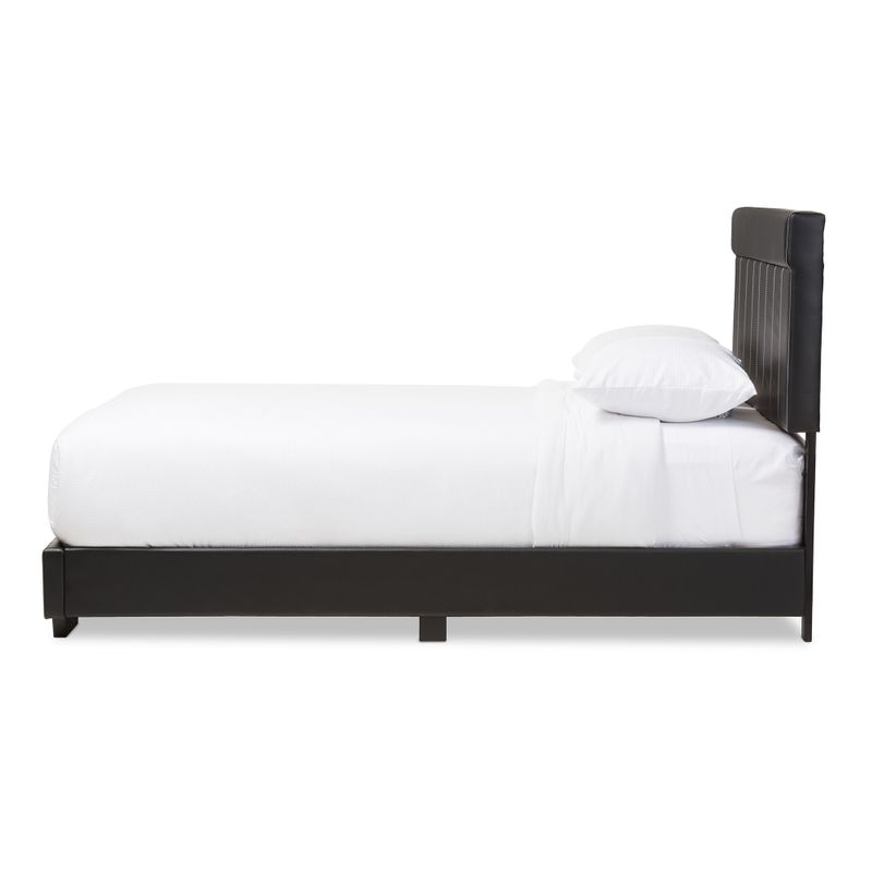 Baxton Studio Sousanna Modern and Contemporary Full Size Black Faux Leather Platform Bed - Full Size Bed-Black