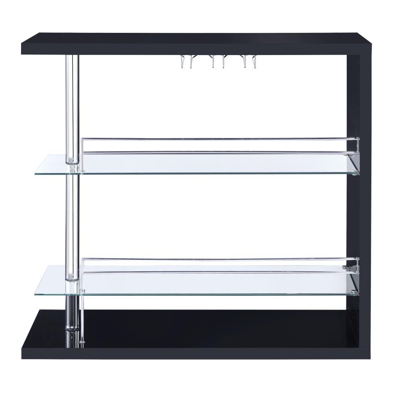 Rectangular 2-shelf Bar Unit Glossy Black