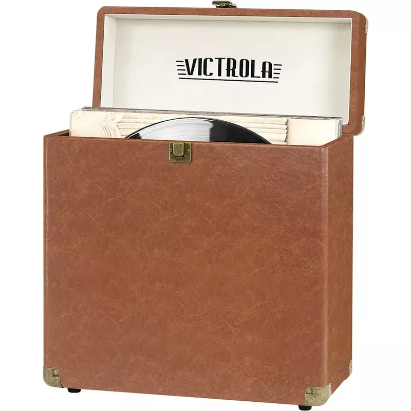Victrola - Storage Case for Vinyl Turntable Records - Brown
