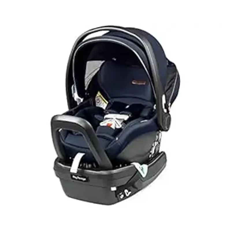 Peg Perego Primo Viaggio 4-35 Nido - Rear Facing Infant Car Seat - Includes Base with Load Leg & Anti-Rebound Bar - for Babies 4 to 35 lbs - Made in Italy - Blue Shine (Blue & Copper), 1 Count