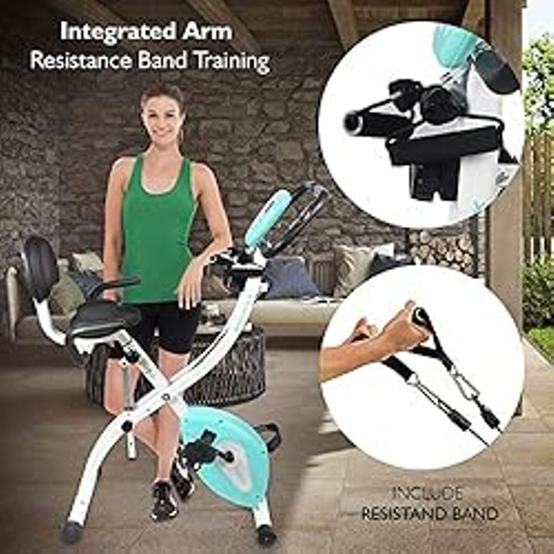 SereneLife Indoor Folding Stationary Exercise Bike - Foldable Stationary Bike Cycling Cardio Workout Equipment - Compact Home Bicycle...