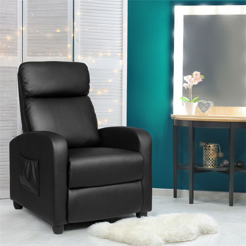 Clihome PU leather Massage Function Recliner Sofa - Coffee