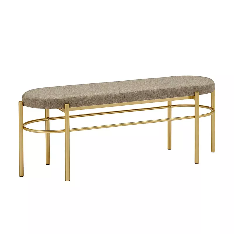 Walker Edison - Glam Bench with Cushion - Taupe