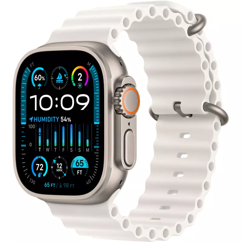 Apple Watch Ultra 2 (GPS + Cellular) 49mm Titanium Case with White Ocean Band with Blood Oxygen - Titanium