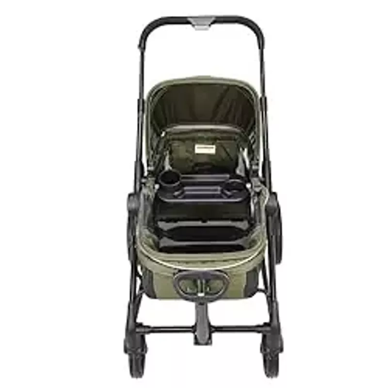 VEVOR All-Terrain Stroller Wagon, 2 Seats Foldable Expedition 2-in-1 Collapsible Wagon Stroller, includes Canopy, Parent Organizer, Snack Tray & Cup Holders, 55lbs for Single Seat, Olive Green