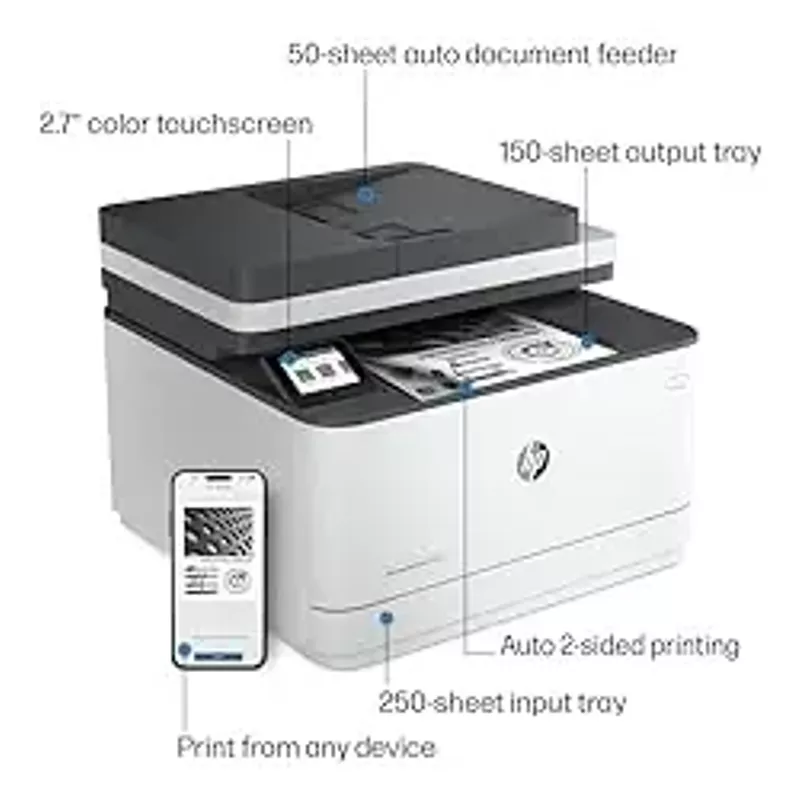 HP - LaserJet Pro MFP 3101sdw Wireless Black-and-White All-in-One Laser Printer - White