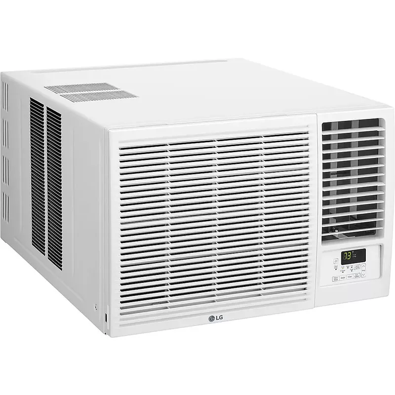 LG - 18,000 BTU 230V Window-Mounted Air Conditioner with 12,000 BTU Supplemental Heat Function - White