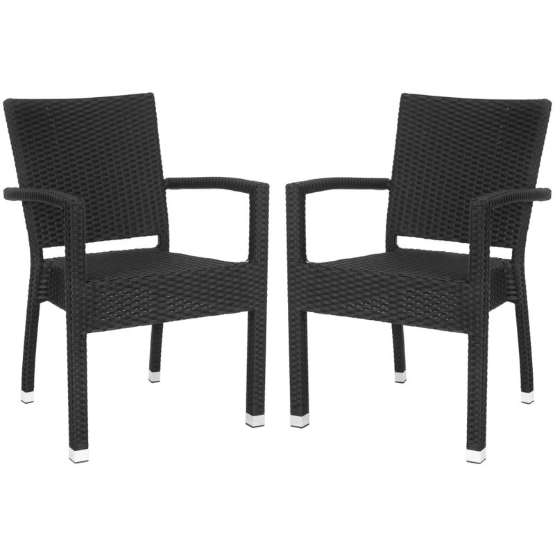 Safavieh Indoor/ Outdoor Kelda Black Arm Chair (Set of 2) - PAT4004A-SET2