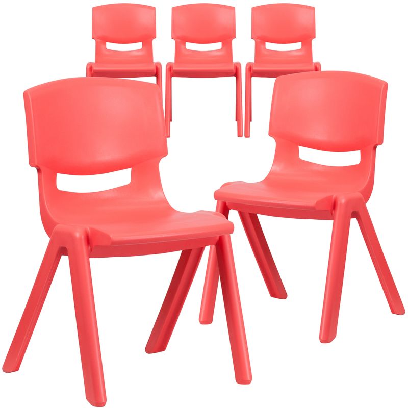 5PK Plastic Stackable School Chair with 15.5" Seat Height - Green