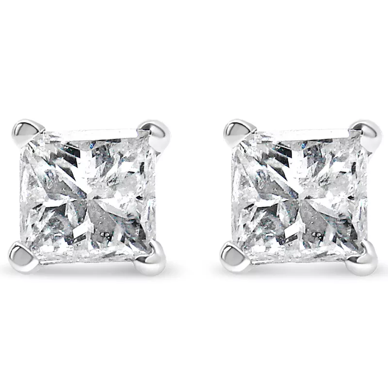 14K White Gold 1/2ct TDW Diamond Stud Earrings (H-I, I1-I2)