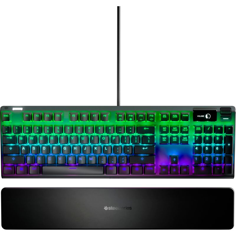 Left Zoom. SteelSeries - Apex Pro Full Size Wired Mechanical OmniPoint Adjustable Actuation Switch Gaming Keyboard with RGB Backlighting - B