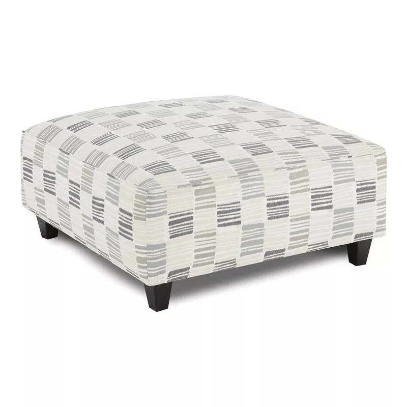 Transitional Chenille Padded Cocktail Ottoman in Stripe Multi