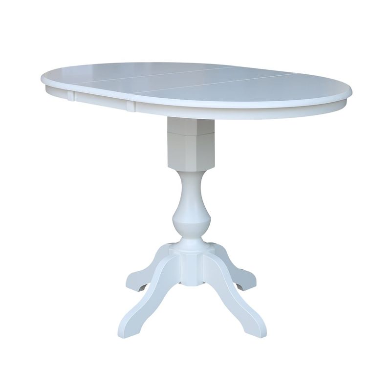 36" Round Extension Dining Table 36"H With 2 X-Back Counterheight Stools