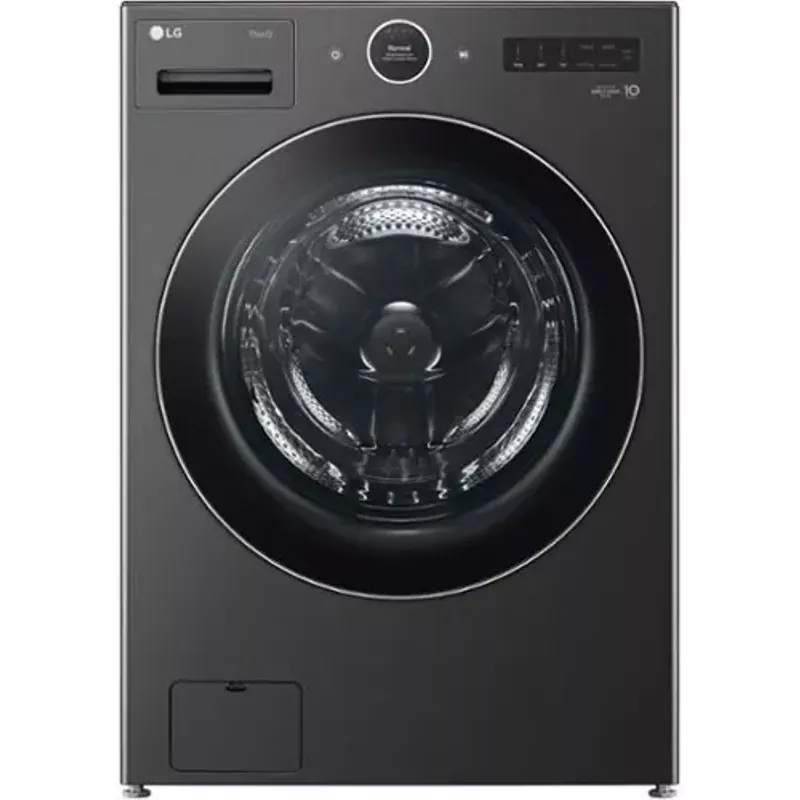 LG - 5.0 Cu. Ft. High-Efficiency Stackable Smart Front Load Washer with Steam and TurboWash 360 - Black Steel