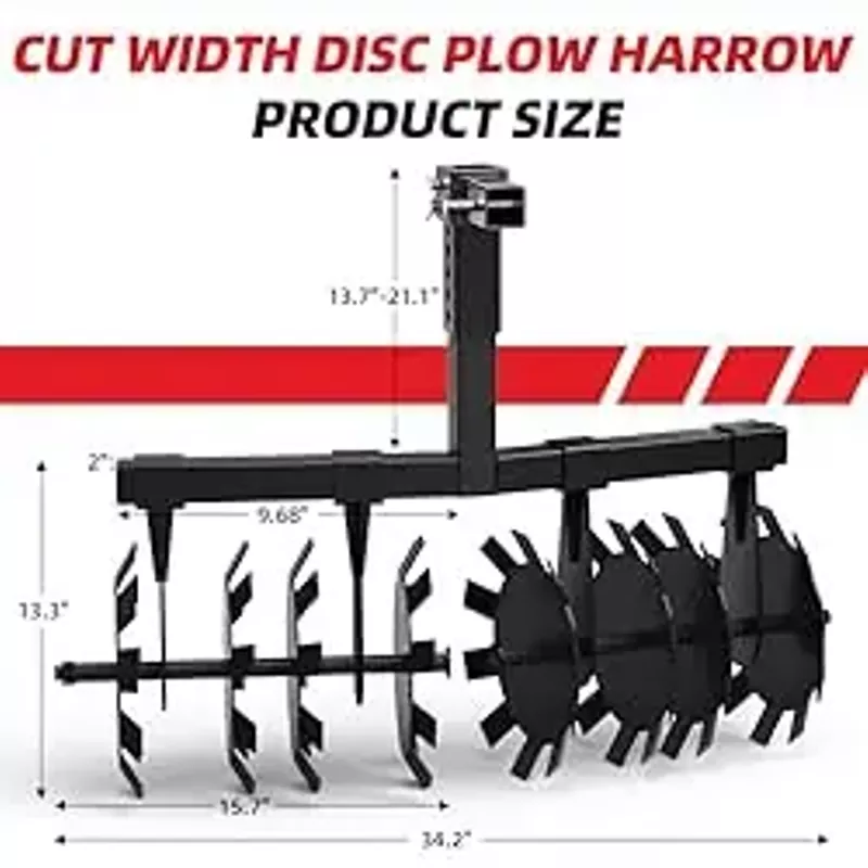 Garvee Disc Plow Harrow 32 Inch with Universal 2" Receiver Mount for ATV/UTV, Adjust Height Heavy Duty Width Cut Disc Plow Durable Steel Round Plow Harrow