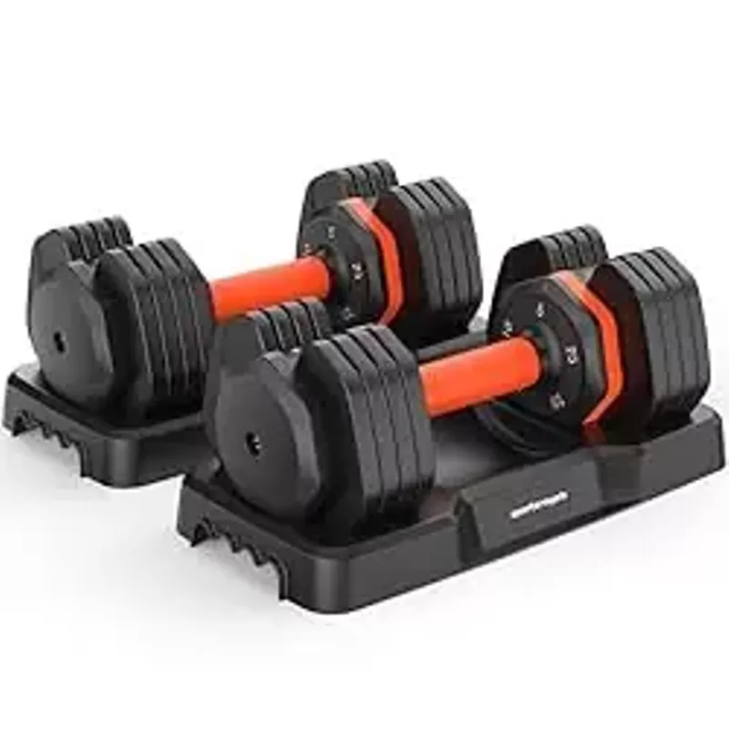 Sportsroyals Adjustable Dumbbells, 5/10/15/20/25lbs Free Weight Set, 5 in 1 Dumbbells with Anti-Slip Rubberized Handle for Home Gym Suitable Men/Women