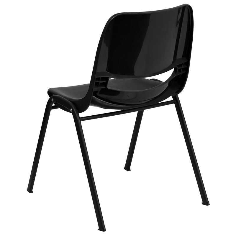 Ergonomic Shell Stack Chair with 16'' Seat Height - Gray Plastic/Black Frame