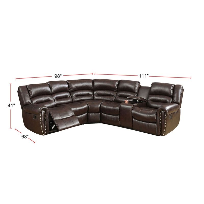 Bonded Leather Motion Sectional - Black