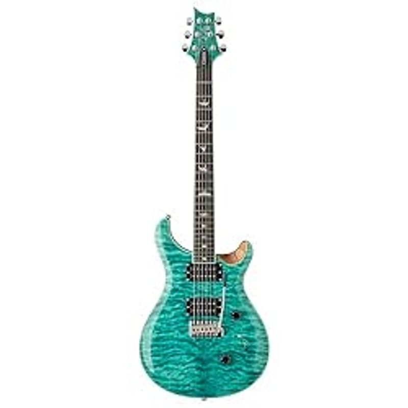 PRS Guitars 6 String SE Custom 24 Quilt Electric Guitar, Turquoise with Gigbag, Right, (107876::TU:)